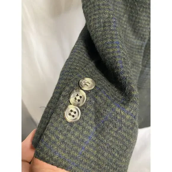 Brooks Brothers Sport Coat‎ Men’s 44L Camelhair Green Houndstooth USA Vintage